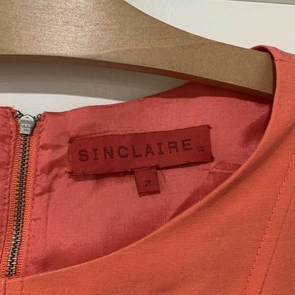 Sinclaire 10 | Dress Coral Pleated Skirt Sleeveless Round Neck Fit Flare- Size 2 - Picture 5 of 7